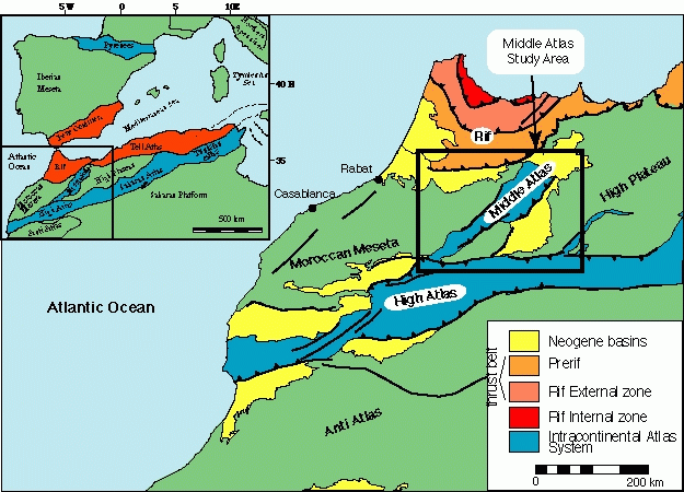 plate tectonics map with mountains