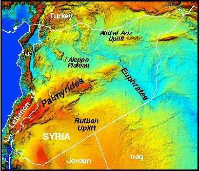 Topographic Map of Syria