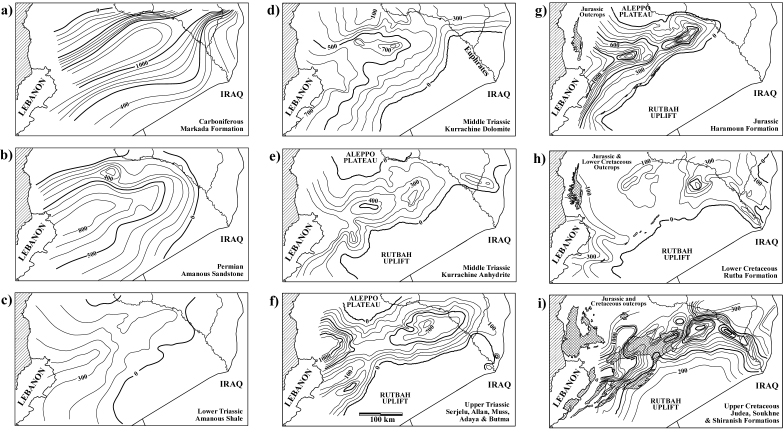 Mesozoic isopachs of Syria